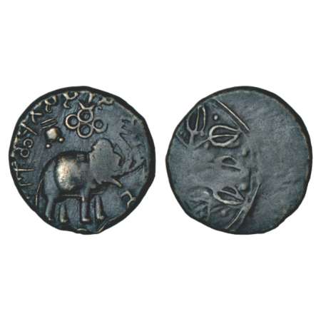 Satavahanas, 'elephant' type coin of arsenical copper, Kochhiputa Satakani from Nasik regi