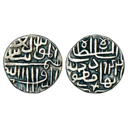Sultans of Gujarat, Qutb al-Din Bahadur Shah (1526-1537 AD), silver tanka, AH 943. Obv: Ar