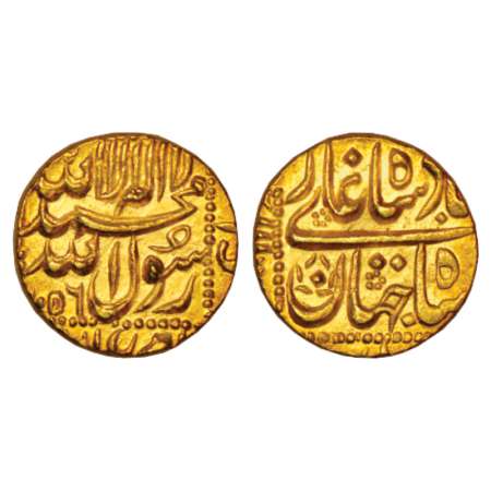 Shah Jahan (1628-1658 AD), gold mohur, 10.97g, Burhanpur mint, AH (1)056, KM 260.6. Extrem