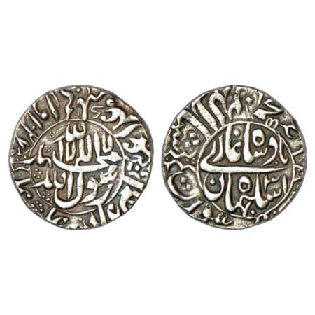 Shah Jahan(1628-1658 AD), silver rupee, Surat mint, AH 1027 (2 is retrograde of 6)/RY 31, 
