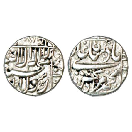 Murad Bakhsh(1658 AD), silver ½ rupee, 5.73g, Ahmadabad mint by style, AH 1068, KM 270.1. 