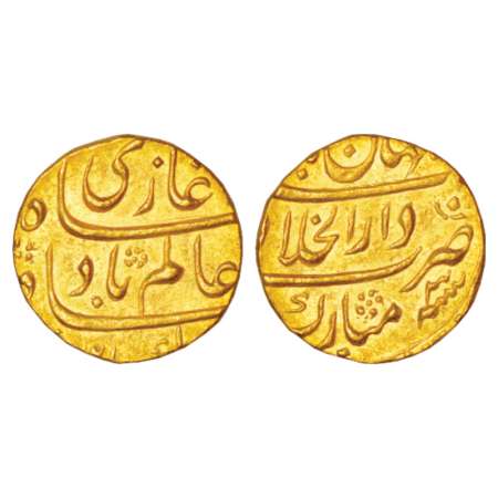 Shah Alam Bahadur(1707-1712 AD), gold mohur, 10.88g, Dar ul-khilafat Shahjahanabad mint, R