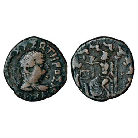 Indo-Greeks/Scythians, copper tetradrachm in the name of Hermaios (20 BC-20 AD), issued po