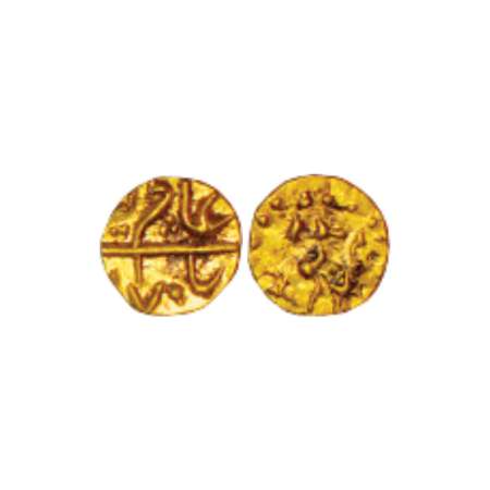 Alamgir II (1754-1759 AD), gold fanam, 0.20g, Siddhaut mint. Very fine+, Rare.