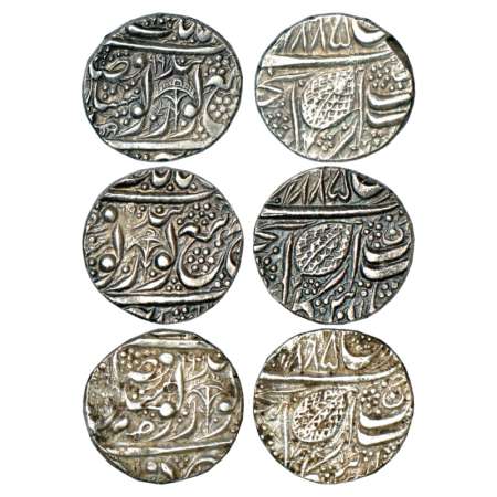 Sikh Empire, silver rupee (3), Amritsar mint, 'Nanak Shahi' couplet, frozen year VS 1885, 