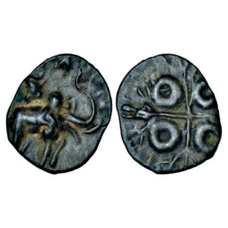 Satavahanas, uninscribed potin 'elephant' type coin from Nasik area, attributed to Gotamip