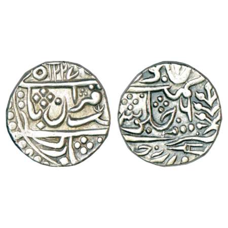 Karauli, Manak Pal (1772-1817 AD), silver rupee, Karauli mint, Sahib Qiran couplet, in the