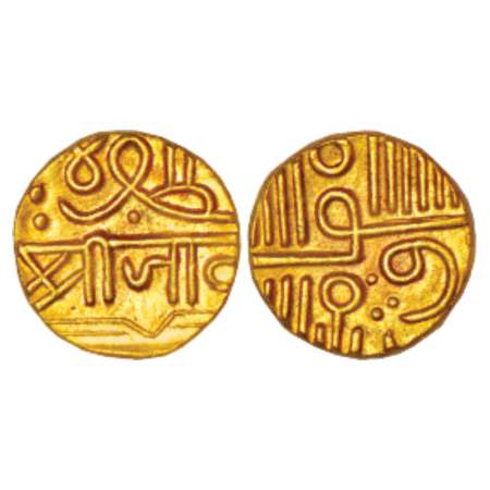 Nawanagar, Vibhaji (1852-1894 AD), gold ½ kori, 3.20g. AH 978 (frozen), struck during the 