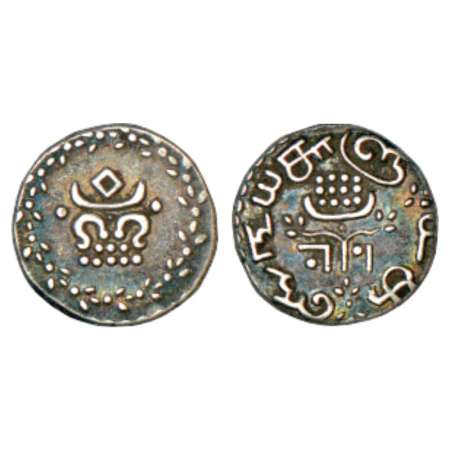 Travancore, Rama Varma IV (1860-1880 AD), silver velli fanam, 1.49g. ND (1860-1861 AD), KM