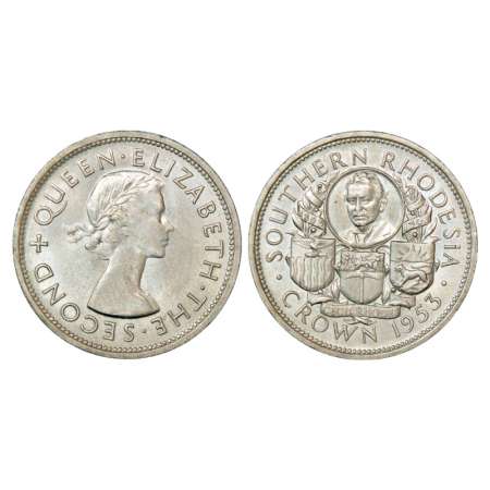 Southern Rhodesia, silver crown (50% silver), 1953, 28.25g. Sub: Birth of Cecil Rhodes Cen