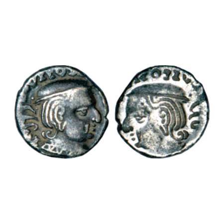 Western Kshatrapas, Karddamaka dynasty, silver drachm of Vijayasena as Mahakshatrapa (239-