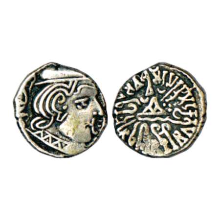 Western Kshatrapas, Karddamaka dynasty, silver drachm of Vishwasimha II as Kshatrapa (275-