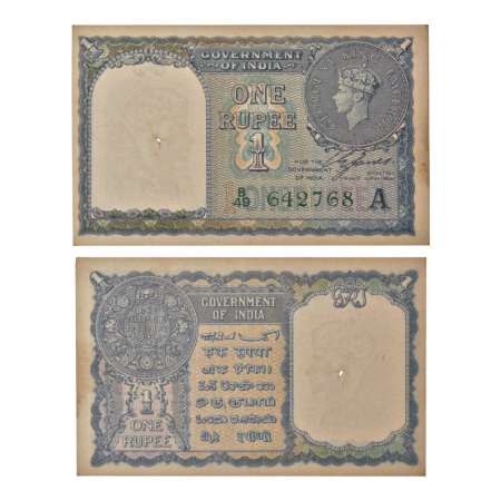 British India, George VI, 1 rupee, 1940, signed by C. E. Jones, serial no.: B49 642768 in 