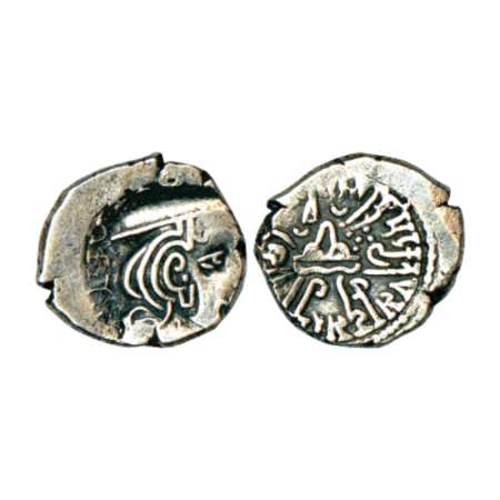 Western Kshatrapas, Karddamaka dynasty, silver drachm of Vishwasimha II as Kshatrapa (275-