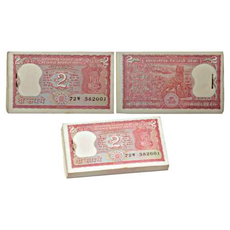 Republic of India, 2 rupees, full packet of 100 notes, ND (1985), signed by Amitabh Ghosh,