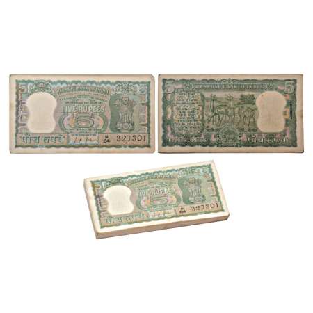 Republic of India, 5 rupees, full packet of 100 notes, ND (1967), signed by L.K. Jha, seri