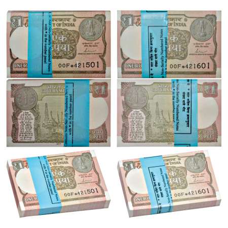 Republic of India, 1 rupee, star series, full packet of 100 notes (2), 2017, signed by Sha