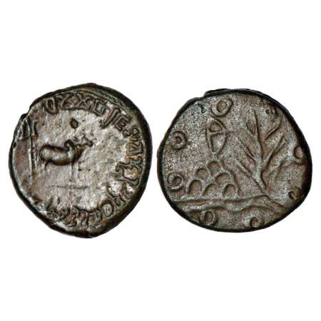Lesser Satavahanas of Banavasi, alloyed copper coin of Vinhukada Budhananda Satakani (250-