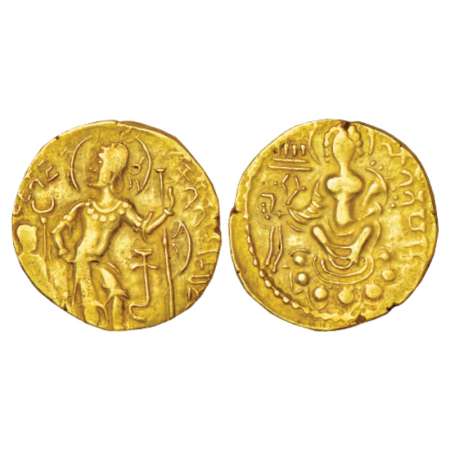 Gupta Empire, gold dinar of Samudra Gupta (350-375 AD), 'Battle Axe' type, Altekar Class I