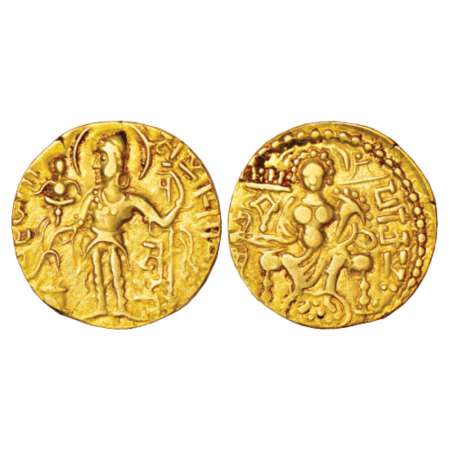 Gupta Empire, gold dinar of Samudra Gupta (350-375 AD), 'Standard/javelin' type, Altekar C
