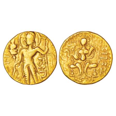 Gupta Empire, gold dinar of Samudra Gupta (350-375 AD), 'Standard/javelin' type, Altekar C