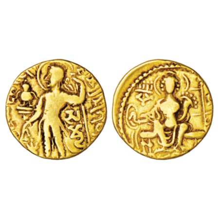 Gupta Empire, gold dinar of Samudra Gupta (350-375 AD), 'Standard/javelin' type, Altekar C