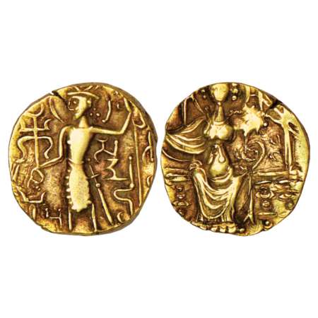 Gupta Empire, gold dinar of Samudra Gupta (350-375 AD), 'Kushan' standard type, Göbl 611, 