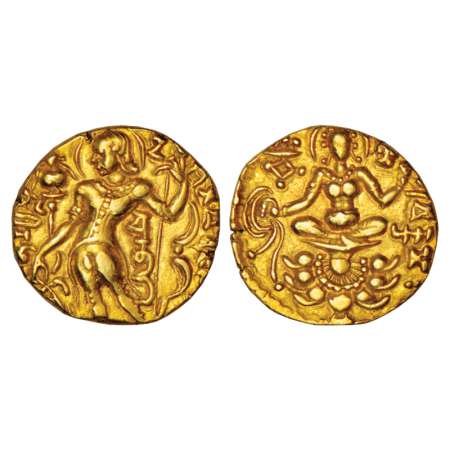 Gupta Empire, gold dinar of Chandra Gupta II (375-415 AD), 'Archer' type, Altekar Class II
