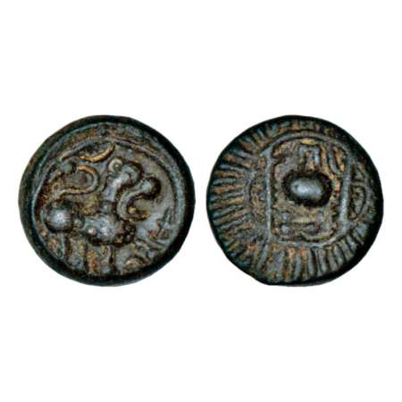 Vishnukundins, 'lion' type uninscribed coin of alloyed copper, (c.500-600AD), 7.94g. Obv: 