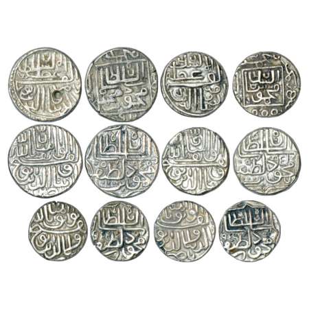 Sultans of Gujarat, silver coins (6), 1x tanka, 11.29g, Nasir al-Din Mahmud Shah I, Muhamm