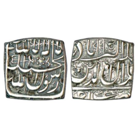 Akbar (1556-1605AD), silver square rupee, Ujjain mint, AH 995, KM 82.7. Very fine+, Very s