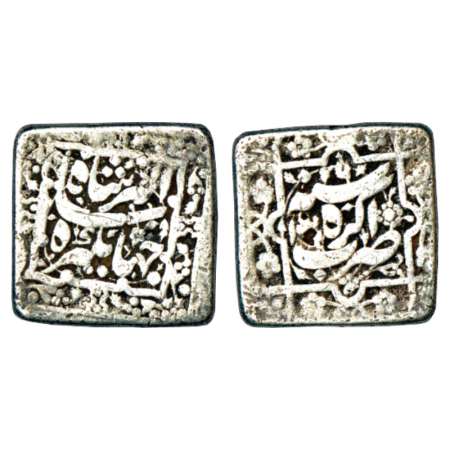 Jahangir (1605-1627 AD), silver square rupee, Agra mint, AH 1020/RY 9, Legend with triple 
