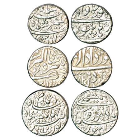 Jahangir (1605-1627 AD), silver rupee (3), 1x Burhanpur mint, Khurdad, 1x Delhi mint, Khur