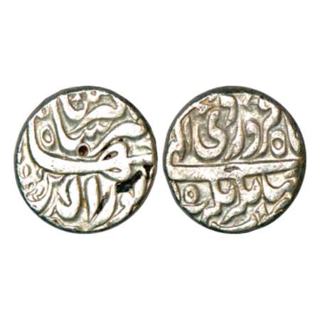 Jahangir (1605-1627 AD), silver rupee, Jahangirnagar mint, Farwardin, RY 15, KM 145.7. Ver