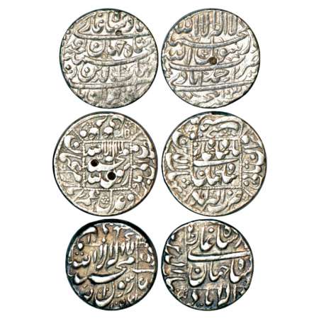 Shah Jahan (1628-1658 AD), silver rupee (3), 1x Ahmadabad mint, AH 1038/RY Ahd, 1x Akbarab