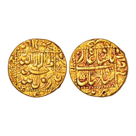 Shah Jahan (1628-1658 AD), gold mohur, 10.92g, Burhanpur mint, AH 1049, KM 260.6. Very fin