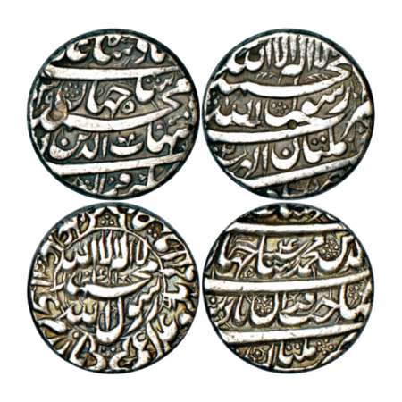 Shah Jahan (1628-1658 AD), silver rupee (2), Multan mint, AH (1)039/RY 2 and AH 1041/RY 4,