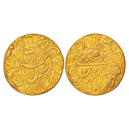 Shah Jahan (1628-1658 AD), gold mohur, 10.12g. Shahjahanabad mint, AH 1066/RY30. Obv: Kali