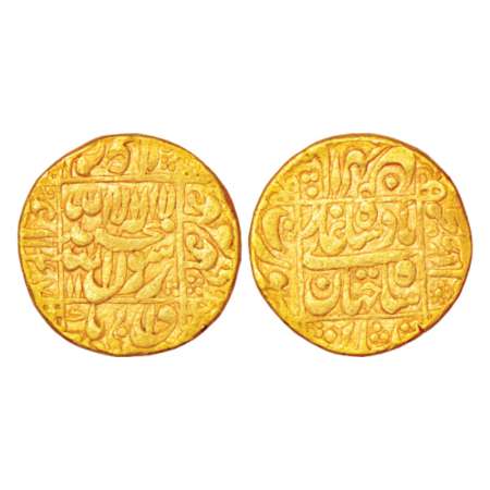 Shah Jahan (1628-1658 AD), gold mohur, 10.88g, Surat mint, AH 1047/RY 11, KM 260.15. Very 