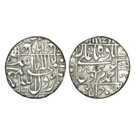 Murad Bakhsh (1658 AD), silver rupee, Surat mint in left quadrant, AH 1068/RY Ahd, KM 272.