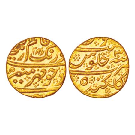 Aurangzeb (1658-1707 AD), gold mohur, Golkunda mint (fully visible), 11.01g, AH 1086/RY 30