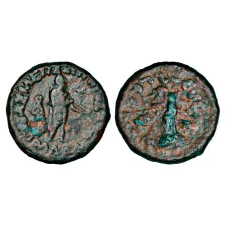 Indo-Greeks, copper unit of Apollodotos II (c.80-60 BC), BN series 6, 16.44g. Obv: Apollo 