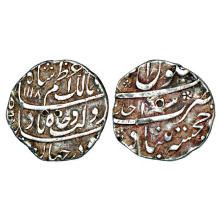 Azam Shah (1707 AD), silver rupee, Khujista Bunyad mint, AH 1118/RY Ahd, KM 332.4. Chisel 
