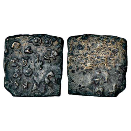 Satavahanas, arsenical bronze coin of Siri Satakani (c.100-50 BC), 'elephant' type from Vi