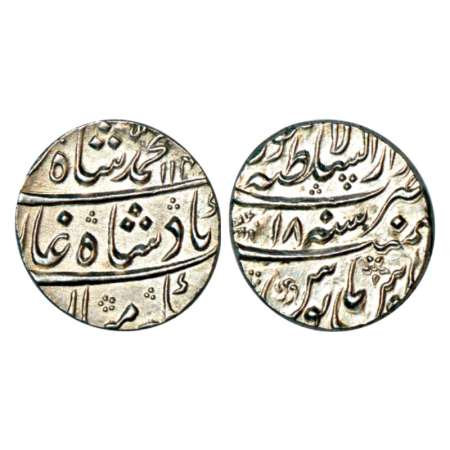 Muhammad Shah (1719 - 1748 AD), silver rupee, Dar us-Sultanat Lahore mint, AH 114x/RY 18, 