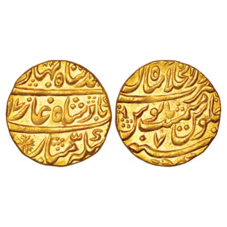 Ahmad Shah Bahadur (1748-1754 AD), gold mohur, 10.85g, Dar ul-Khilafat Shahjahanabad mint,