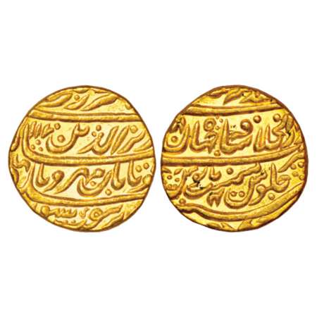 Alamgir II (1754-1759 AD), gold mohur, 10.85g, Dar ul-Khilafat Shahjahanabad mint, AH 1170