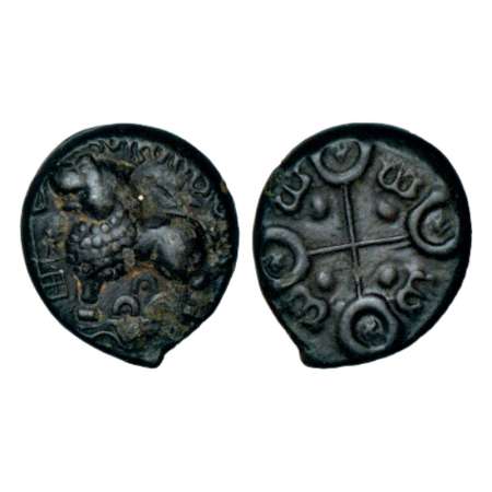 Satavahanas, alloyed copper coin of Siri Satakani (c.50BC) with 'Siri Satavahana' legend, 