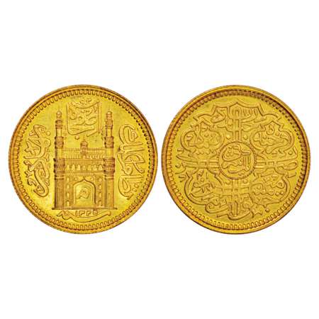 Hyderabad, Mir Mahbub Ali Khan (1869-1911 AD), gold ashrafi, 11.17g, Hyderabad mint, AH 13