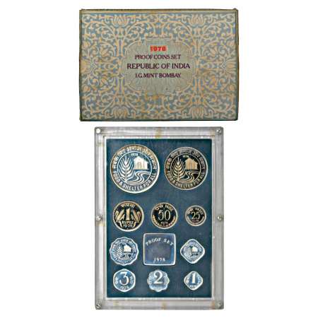 1978, Food & Shelter For All, Proof set of 10 Coins, 50 Rupees, 10 Rupees, 1 Rupee, 50 Pai